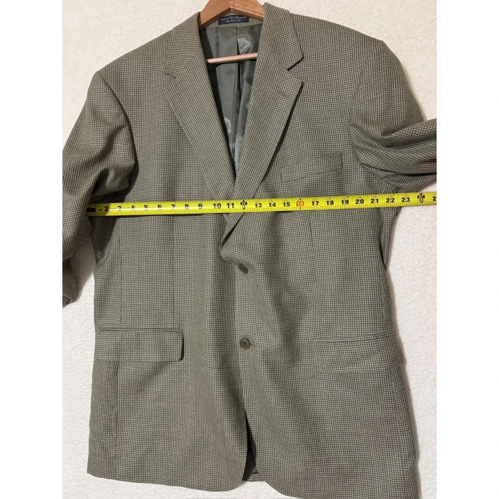 Andrew Fezza Blazer Mens 46L Long Gray Houndstooth Silk Wool Sport Coat‎